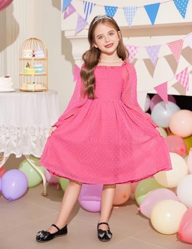 Image of Arshiner Girl Tulle Dress Winter Long Sleeve Teen Girls Party Casual Dresses 5-14Y