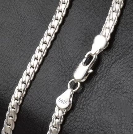 Generic 2 Piece 6MM Full Sideways 925 Sterling Silver Necklace Bracelet Fashion Jewelry For Women Men Link Chain Sets, White2