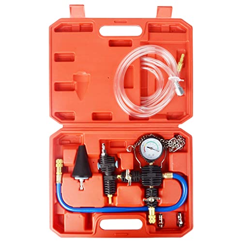 Image of DAYUAN Radiator Cooling System Vacuum Purge Coolant Refill Tool Kit | Professional Radiator Adapter, Fast Coolant Refill, Eliminates Air Pockets, Fits Most Cars SUVs Vans & Trucks, Red Case