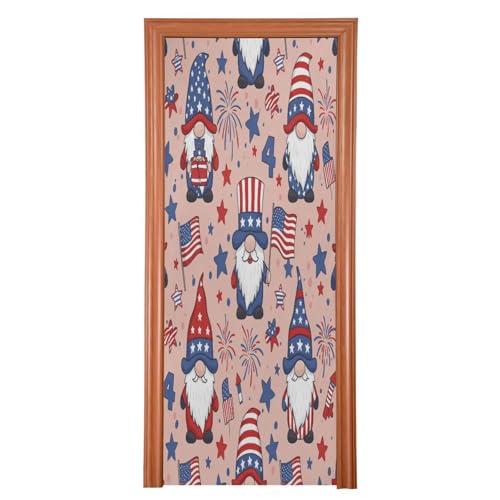 FLildon Independence Day Gnomes Door Cover Decoration, 4th of July Party Accessory Porch Decor for Festive Ornament Room Door Covers 32 x 79 Inch