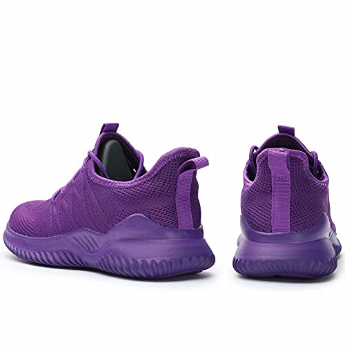 Women's Ladies Running Shoes Tennis Walking Sneakers Work Casual Comfor Lightweight Non-Slip Gym Trainers Purple #TOP7