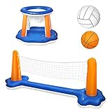 [JUGUETES DE PISCINA PARA ADULTOS Y FAMILIA]: Diviértete a lo grande en la piscina con nuestro juego de voleibol inflable. Juguetes acuáticos perfectos para juegos en la piscina, juegos de voleibol flotante, fiestas en la piscina con temas de verano y otras actividades acuáticas.