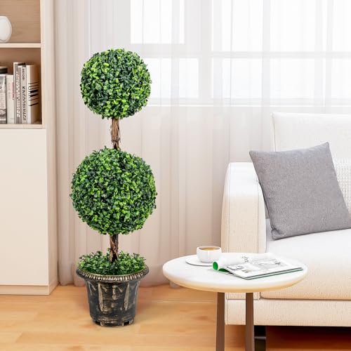 3ft Artificial Boxwood Topiary Tree, Fake Greenery Plants Ball Tree for Indoor or Outdoor