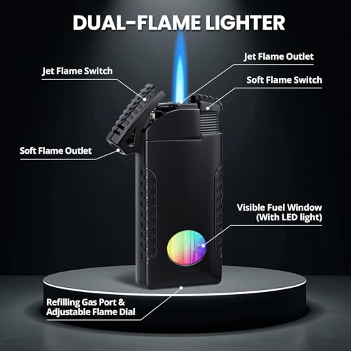 Encendedor Doble Llama Recargable con Butano miniatura 2