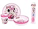 Service à vaisselle Minnie 5 pièces colorées sans BPA de qualité supérieure - assiette, bol, gobelet, cuillère et fourchette pour enfants
