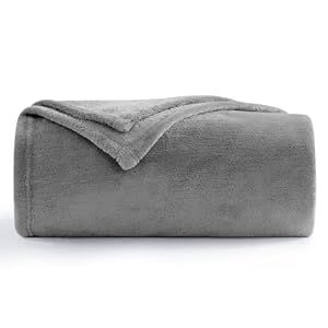 Aisbo Fleece Blanket Grey Throw – Versatile Soft Warm Blanket Fluffy Throws for Sofa Couch Single Size, Cozy Solid Bed Flannel Blanket for Travel, 130x150cm Gray