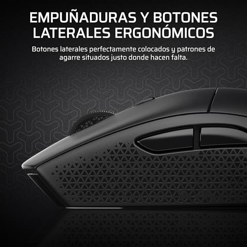 Miniatura 6 de Corsair M55 Wireless Ratón Ligero para Juegos FPS – Negro | 2.4GHz & Bluetooth, 24,000 PPP, Batería de Larga Duración, Seis Botones Programables, Empuñaduras Laterales Texturizadas