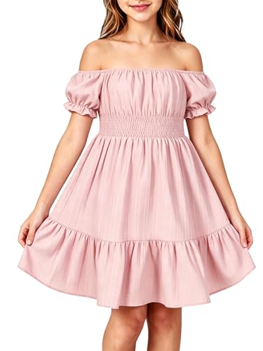 Robe sans manches à smocks extensible de couleur unie pour fillettes