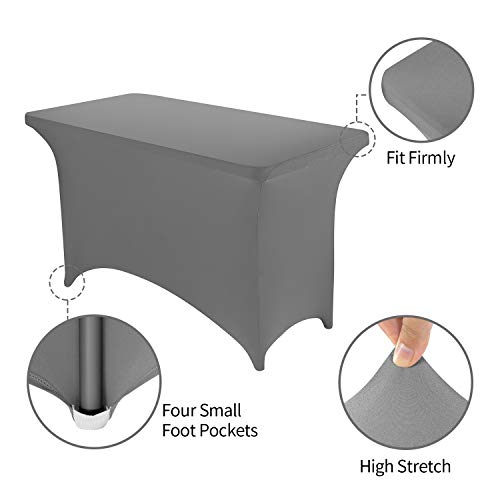 Image of Peomeise 4FT Spandex Table Cover Rectangular Stretch Spandex Tablecloth (Gray,4FT)