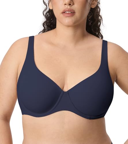 Image of DELIMIRA Women's Confishape Balconette Bra Supportive T Shirt Full Coverage Plus Size Bras Underwire Unlined