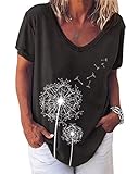 damen shirt fledermausärmel Stil: Lose, Lässig, Mode, V ausschnitt, Basic Kurzarm T-Shirts, Einfarbig, Dieses T-Shirt Bluse ist atmungsaktiv und leicht, Perfekt für den Sommer