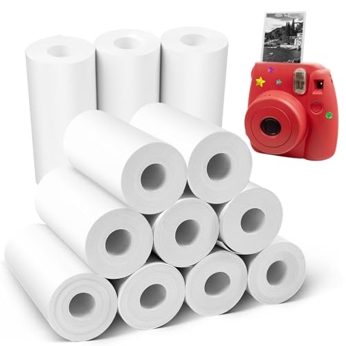 Quadafy 12 rolos de impressão instantânea para câmera infantil, papel térmico HD 57 x 25 mm, branco,
