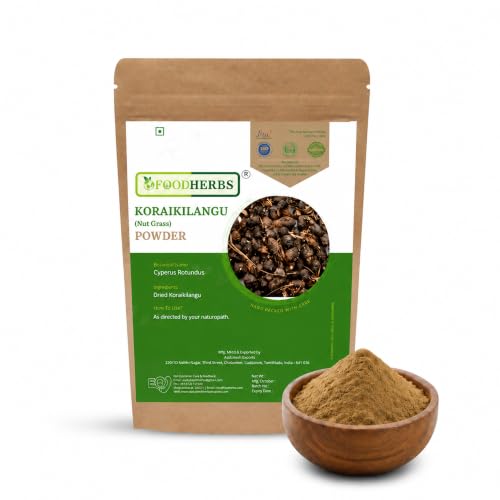 Foodherbs Premium Nagarmotha Powder 100 percent Pure Cyperus rotundus Single Ingredient Fine Grind for Tea Blends DIY Beauty and Incense Earthy Aroma Hand Packed Resealable Food Grade Pouch 200 g