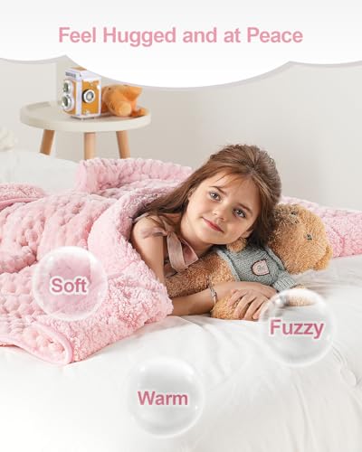 Image of Super Soft Luxury Fleece Sherpa Weighted Blanket for Teens, 3lbs Small Weighted Lap Blanket for Adults, Turtle Shell Cozy Warm Throw for Winter, Compact Heavy Blanket for Better Sleep, Pink, 36 inchx48 inch
