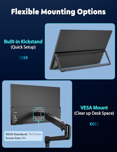 Image of 18.5 inch True Wireless Portable Monitor, 1080P FHD, 10000mAh Battery, Wireless Screen Mirroring (AirPlay /Miracast), Auto Rotation for Phone /Tablet, USB‑C & Mini HDMI, VESA, Protective Sleeve Included
