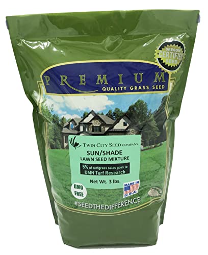 Twin City Seed Co. Sun & Shade, Tall Fescues, Fine Fescues, Bluegrass, and Perennial Ryegrass Mixture, 3 lb Bag