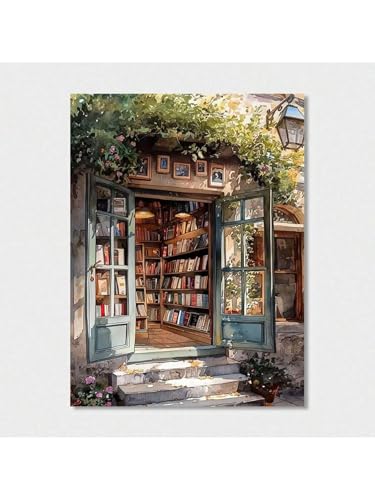 Bibliothèque botanique affiche sur toile 80x110 cm avec cadre