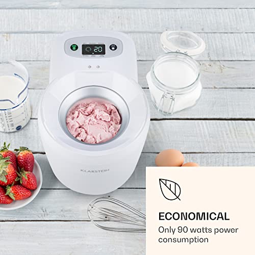 Klarstein Schneeflöckchen - Eiscremebereiter, Eismaschine, Speiseeismaschine, thermoelektrisches Kühlsystem, 700 ml, 0,3 Liter, 6 Programme, weiß – Bild 3