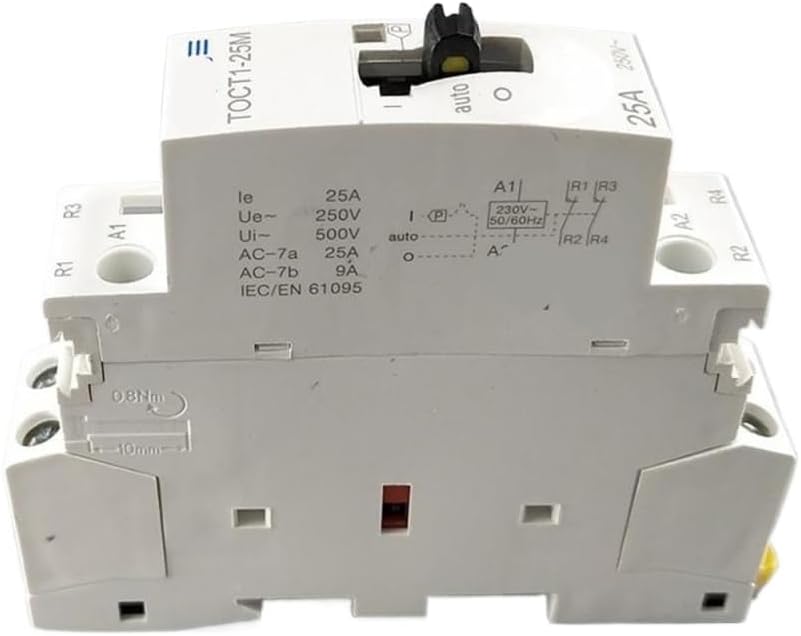 2P 25A 220V/230V 50/60HZ Din Rail Household Ac Modular Contactor with Manual Control Switch 1Pcs(2NO)