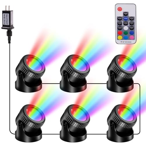 POPOSOAP Projecteurs Sous-Marins RGB avec Minuterie, 20 Couleurs Réglables Lampe LED Submersible IP68 Étanche, Télécommande pour Étang Jardin Piscine Aquarium Décoration (Lot de 6)