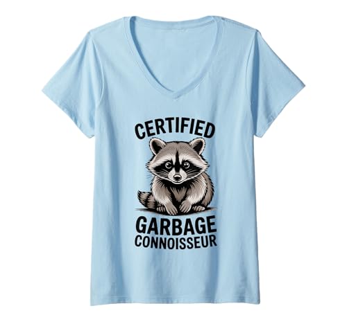 Womens Funny Raccoon Meme Humor Vintage Opossum Fun Garbage Trash V-Neck T-Shirt
