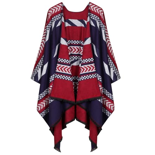 Image of Womens Rhinestones Open Front Poncho Shawl Wrap Cape Ruana Travel Blanket Cardigan
