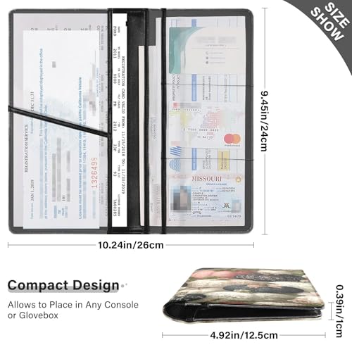 Car Registration and Insurance Holders Floral Pumpkins Print, PU Leather for License Documents Cards3