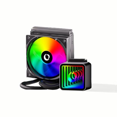Generic 120mm AIO CPU Liquid Cooler Water Cooling for Intel & AMD, Hydraulic Bearing Silence ARGB PWM Sync, TDP 230W, Infinite Mirror Pump, 120mm Radiator Water Cooler for LGA 1700/1200/115X/AM5/AM4
