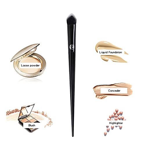 Energy Precision Concealer Brush Under Eye Nose Contour Foundation Brush For Liquid Cream Foundation Powder Eyebrow Concealer Blending Baking Buffing Vegan Premium Synthetic Makeup Brush Black #TOP1
