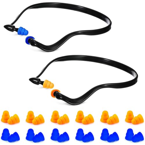 THQAE 2 Pcs protections auditives en arceau avec 10 paires de bouchons de rechange, arceau de protection auditive de 4 cm, protection auditive pour réduire le...