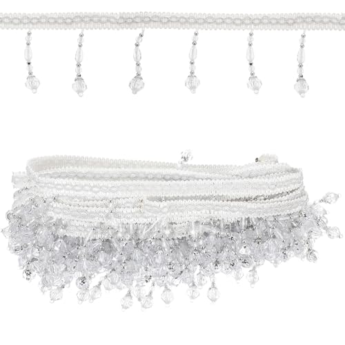 Frange à perles blanche STOBAZA pour rideau et couture DIY - 2
