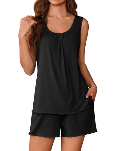 Ekouaer Womens Pajama Sets Viscose from Bamboo Sleeveless 2 Piece Pj Sets