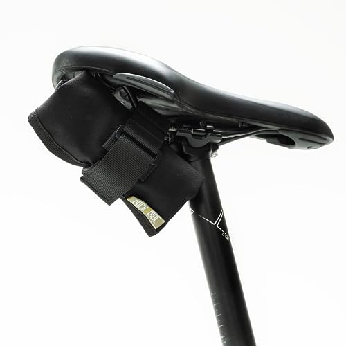 PACK2RIDE Blossom Bike Saddle Roll Bag - Water Resistant, Durable Cordura Fabric & Bicycle Tool Kit Holder - Under Seat Storage, Bike Pouch, Seat Roll for Road, Gravel Cycling (Black)