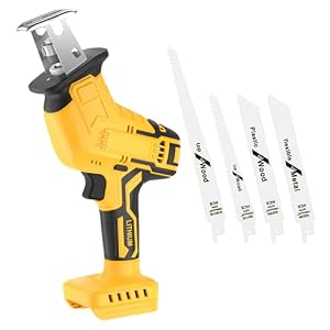 Cordless Reciprocating Saw for Dewalt 20V Battery, 150W Power Brush Reciprocating Saws, 0-3500 SPM Variable Speed, 4 Saw Blades Kit Cutting Tool for Wood Metal PVC (Battery Not Included)
