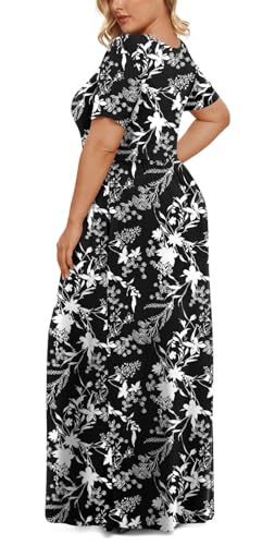 Image of LONGYUAN Women's Plus Size Maxi Dresses Summer Short Sleeve Casual Long Dress 2026 XL-6XL