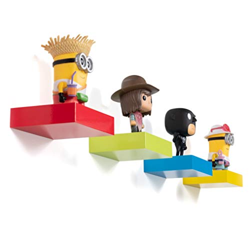 brightmaison Modern Kids Room DÃ©cor Display Showcase Nursery Wall Mount Floating Glossy Ledge Shelf (Set of 4 - Multi)