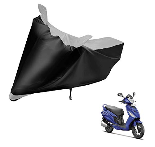 Image of Auto Hub Scooty Cover Compatible with Hero Maestro Edge with Mirror Pocket, Dustproof, Heat Resistant, Triple Stitched, Maestro Edge Scooty Cover- Black, Silver