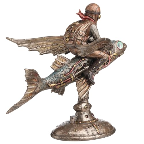 Escultura Veronese Steampunk Pez Volador 8.5 pulg miniatura 3
