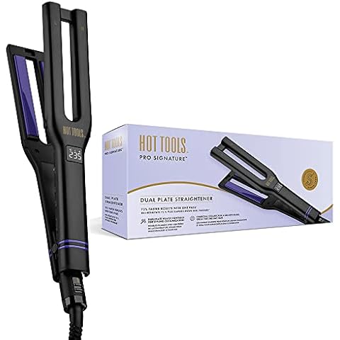 Hot Tools Pro Signature Dual Plate Straightener (Dual Plate Design with Heater Controls, Charcoal Ceramic Plates, 30 Heat Settings, Pulse Technology ) HTST2589UKE Cover