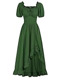 Scarlet Darkness Summer Corset Dress for Women Renaissance Faire Costume Milkmaid Dress with Pockets Green L