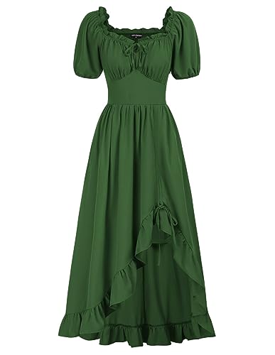Scarlet Darkness Renaissance Corset Dresses Flowy 2025 Summer Dress Cottagecore Dress Green XL