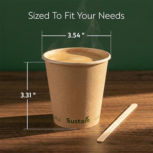 Image of Restaurantware Coffee Cup 1000 Count 8 oz Paper PLA Lined Disposable Cup Leak-Resistant Kraft For Hot Beverages In Coffee Shops