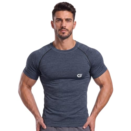 Image of GYMIFIC Men's Compression T-Shirt | Half Sleeve Gym Workout T Shirt for man | Round Neck Quick Dry Stretch Athletic Sports Tee