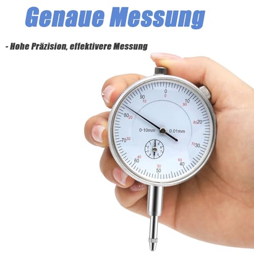 Mesee Präzisions-Messuhr, Mechanische Messuhr, Messuhr 0-10 mm, Hochpräzise Messuhr, Industrielle Messuhren, Micrometer Messuhr Sondenanzeige Zifferblatt Genauigkeit 0,01 mm Dial Test Indicator