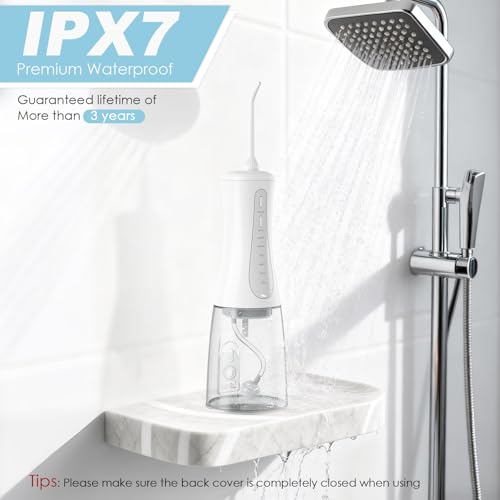 Irrigador Bucal Portatil con Depósito de Agua de 350 ml Irrigador Dental Portatil con 5 Modos y 5 Boquillas Resistencia al Agua IPX7 para la Limpieza y el Cuidado Dental, para uso en Casa y de Viaje - imagen 8