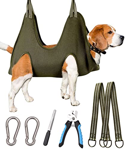 Image of Kkiimatt Dog Grooming Hammock Harness for Medium-Large Size Dogs, Pet Grooming Hammock Dog Nail Hammock with Nail Clippers /Trimmer,Dog Sling Holder Helper for Nail Trimming /Clipping