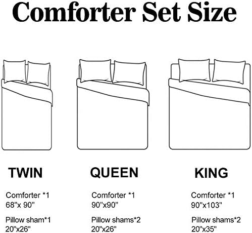 Miniatura 7 de Shatex- set de edredón de 3 piezas, cama queen, ultra suave, 100% microfibra de poliéster, edredón con estampado elegante, 2 fundas para almohada.