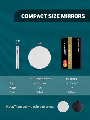 Compact Mirror,Double-Sided Makeup Small Mirror for Purse with 1X/3X Magnification PU Leather (White, 2.8") - Image 3