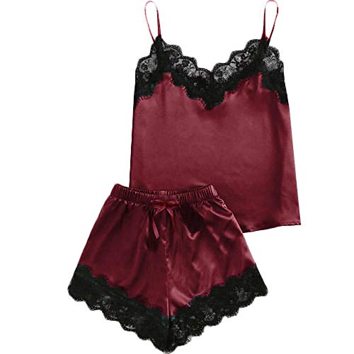 Vêtements de nuit sans manches satin et sous-vêtements sexy dentelle