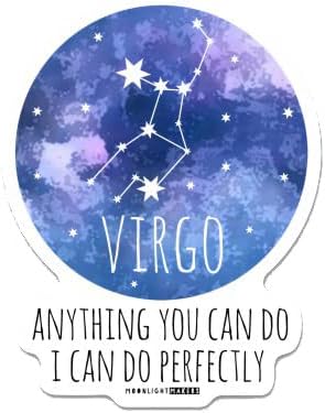 Funny Astrology Zodiac Signs Die Cut Bumper Stickers, Car Art, Bike Vinyl, Weatherproof (Virgo - Anything You Can Do, I Can Do Perfectly)